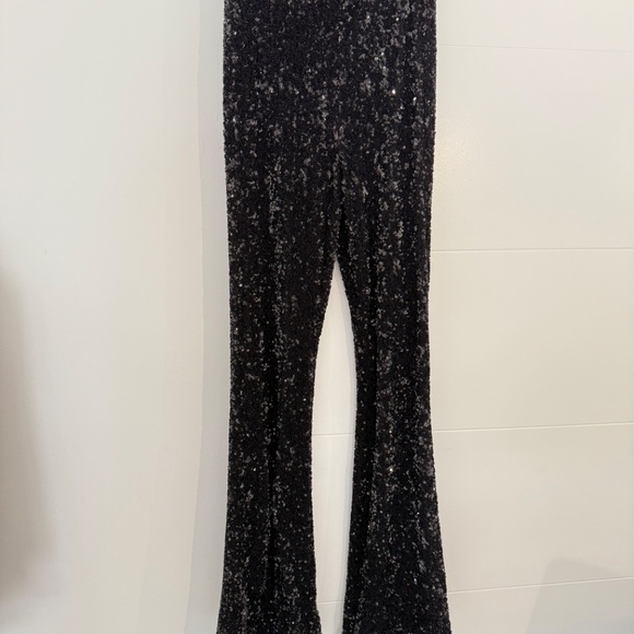 Alice + Olivia Black RMP Sequin Pant Evening Cocktail Party Bootcut NWT Sz 12 - Picture 5 of 8